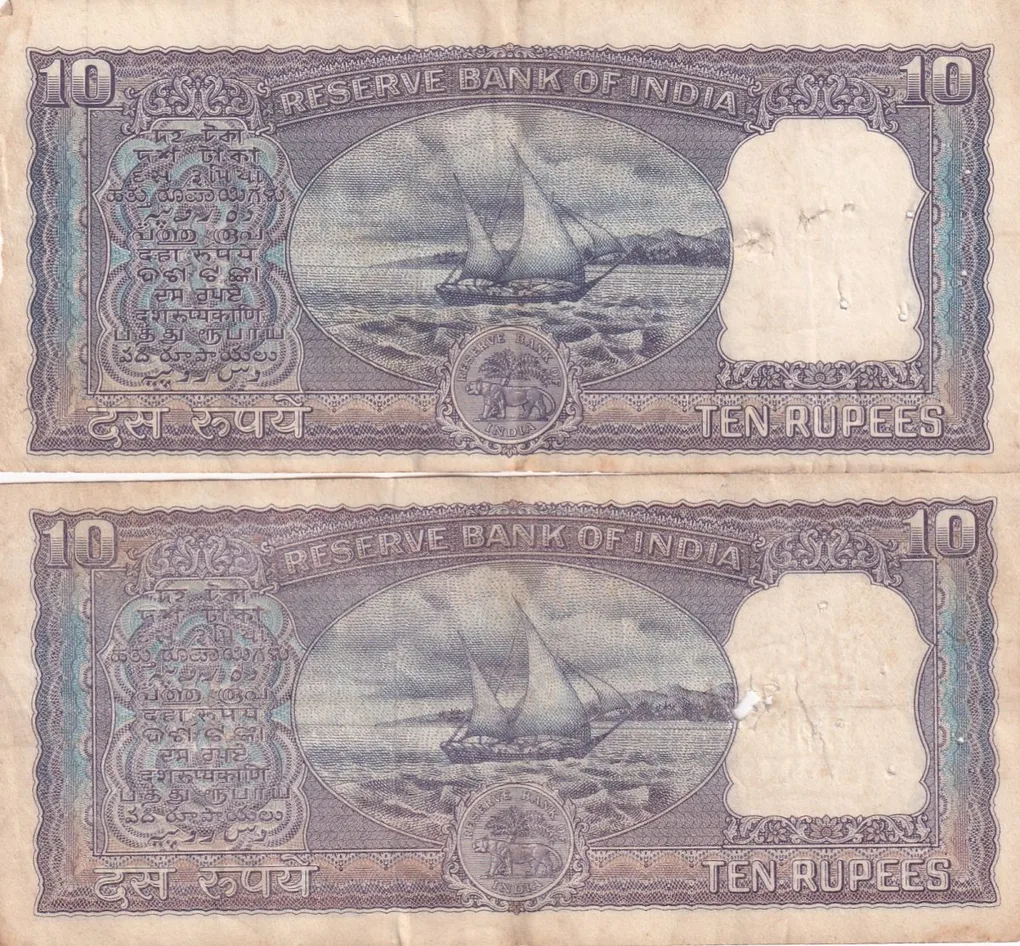 10 Rupees Diamond Issue 2 Different Governor L.K. JHA and P.c.bhattacharya RARE(2 Note Set)