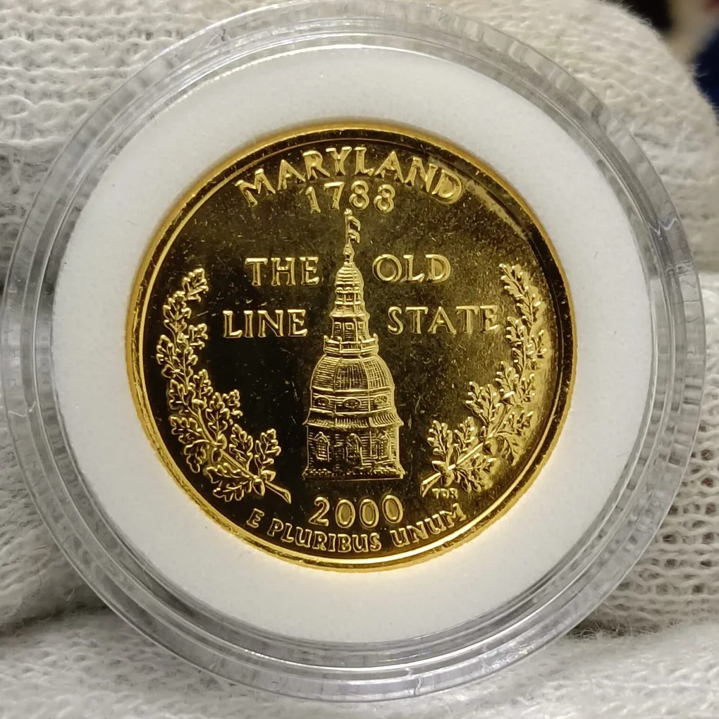 Extremely Rare Statehood Quarter Dollars United States of America Uncirculated Proof Coins Authenticity Certificate Morgan Mint By USA 24 Kt Gold Plated Issue Coin