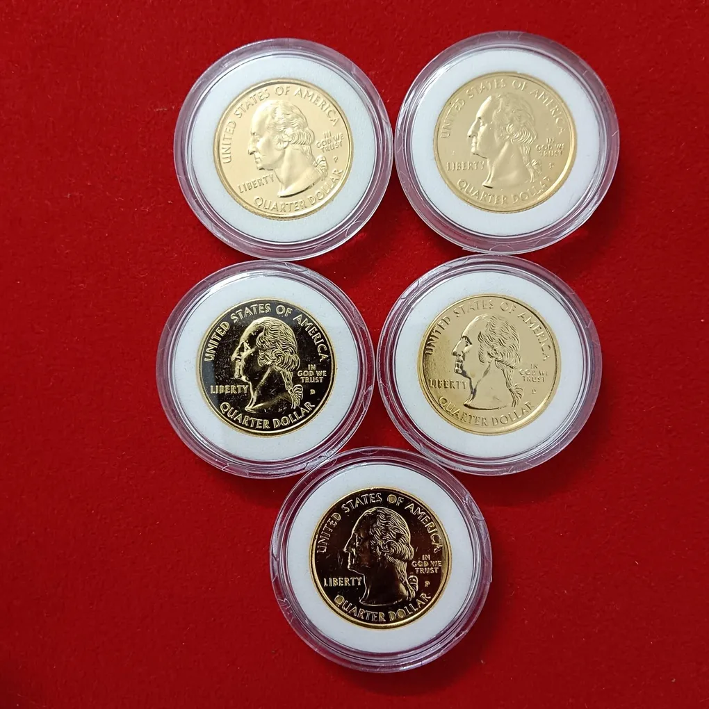 Extremely Rare State Quarter Dollars United States of America Uncirculated Proof Coins Authenticity Certificate Morgan Mint By USA 24 Kt Gold Plated Issue Coin 1999 Year