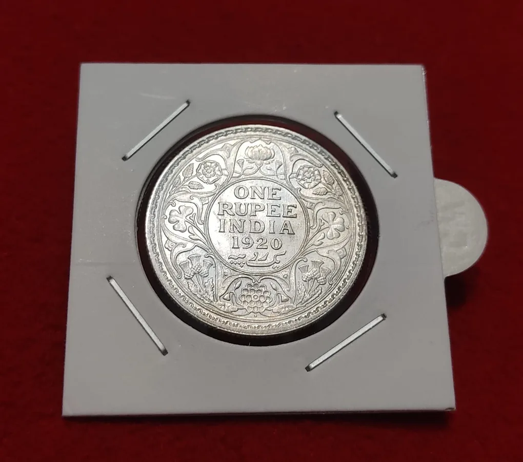 One Rupee Coin George V Year 1920 Bombay Mint GEM UNC Condition