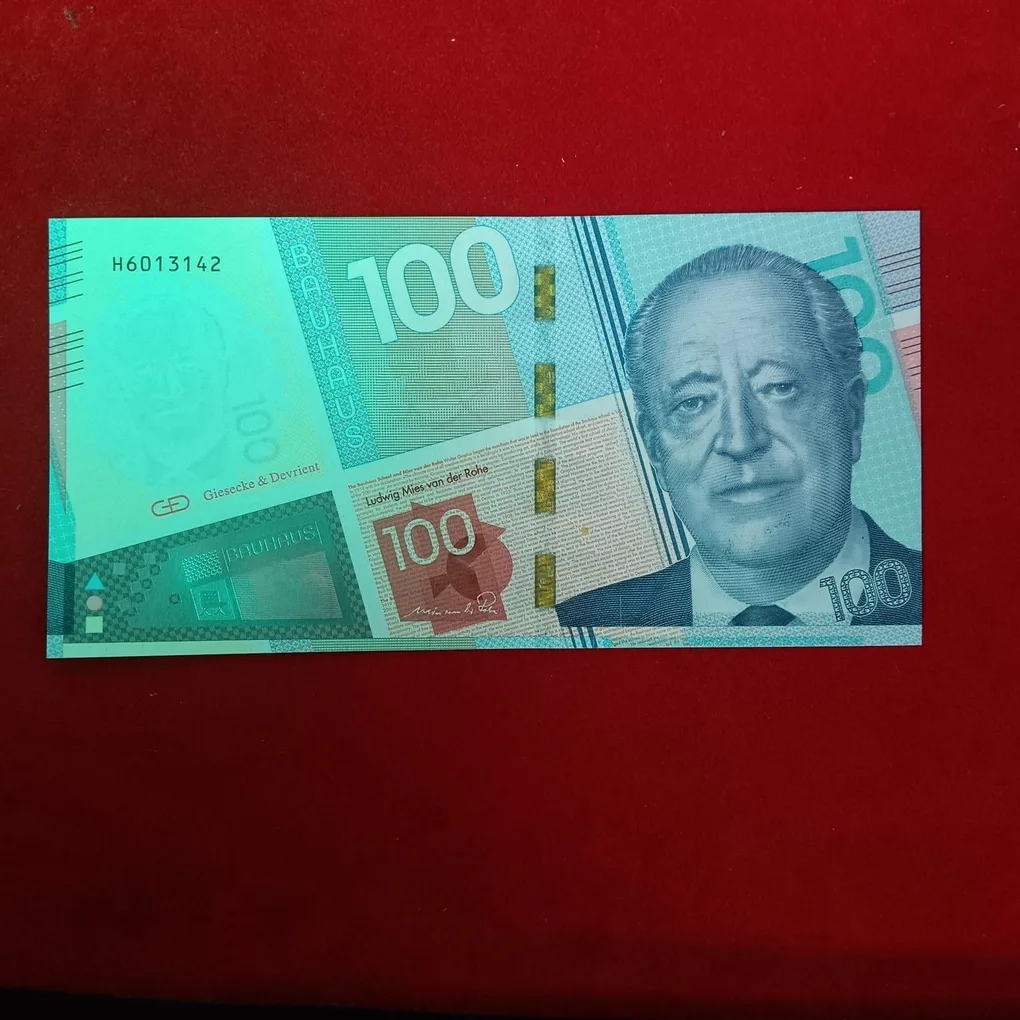 Extremely Rare G&D Test Note G&D Germany - "Bauhaus 100" Intaglio Specimen Proof Note