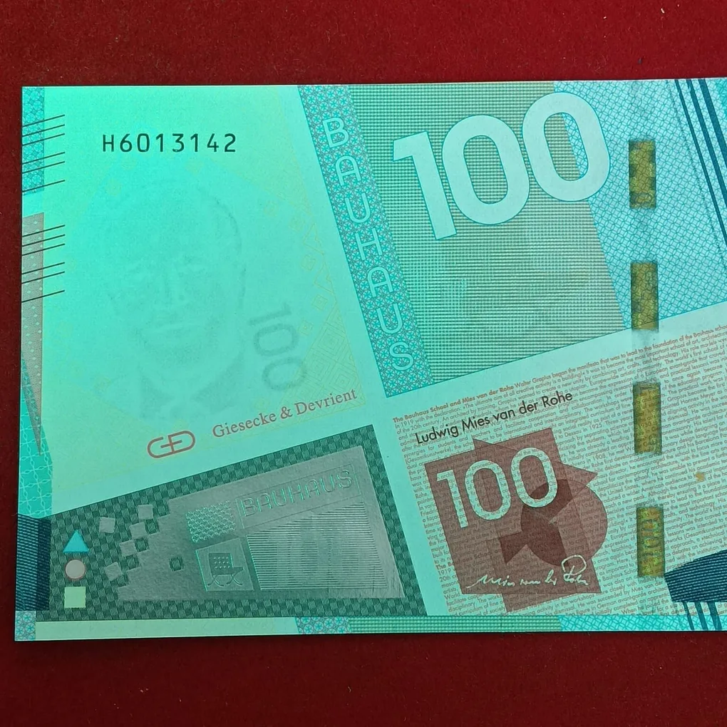 Extremely Rare G&D Test Note G&D Germany - "Bauhaus 100" Intaglio Specimen Proof Note