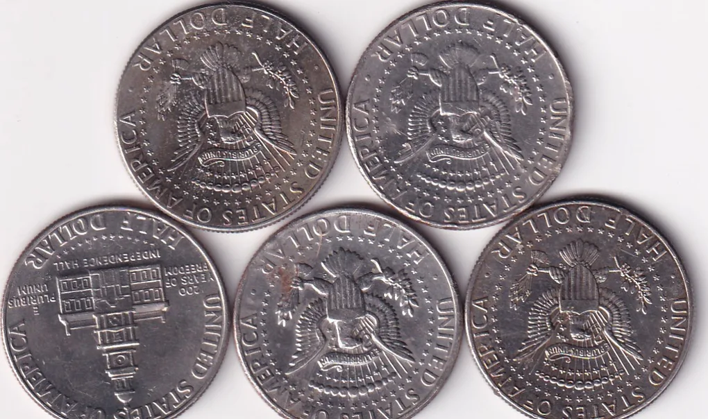 America ½ dollar Rare All Different Dates (5 Coins LOTT) # A-301