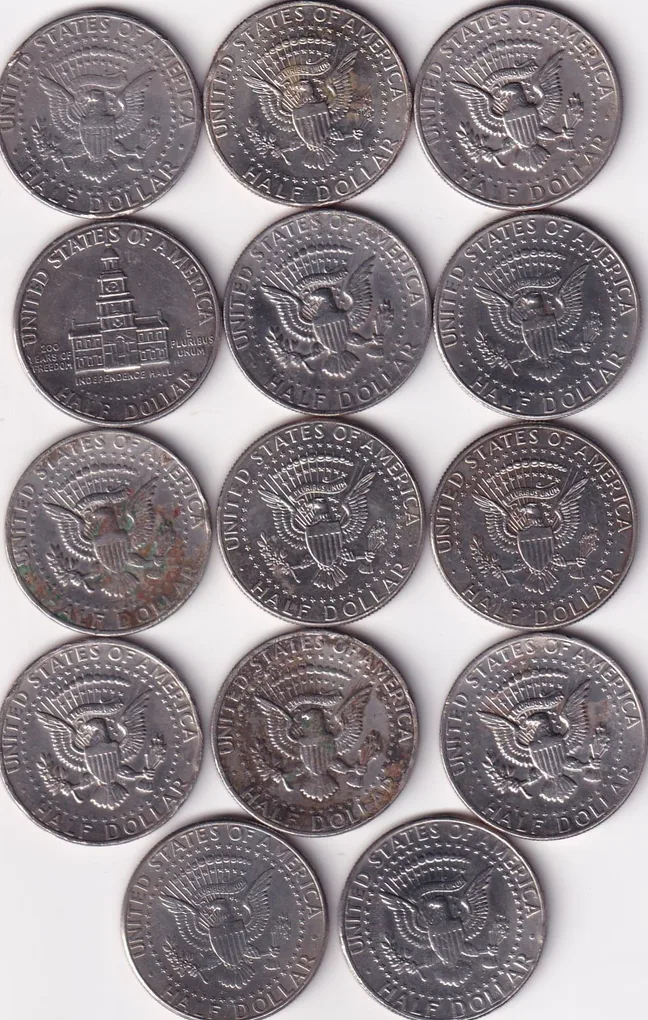 America ½ dollar Rare All Different Dates (14 Coins LOTT) # A-302