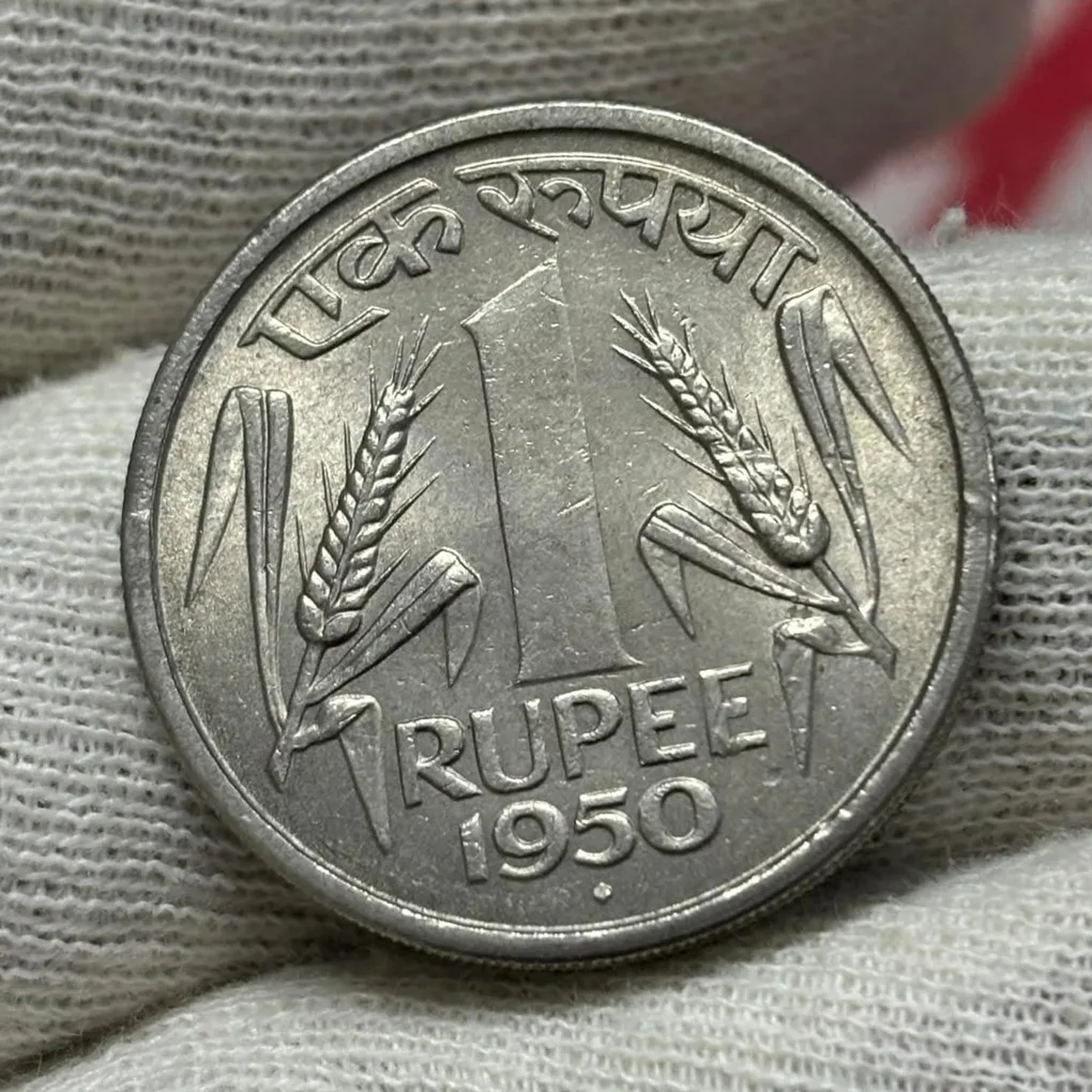 One Rs Copper Nickel Rare Coin Unc Condition 1950 Year Bombay Mint