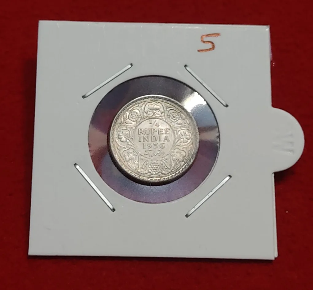 1/4 Rupee George V Year 1936 Calcutta Mint UNC Condition