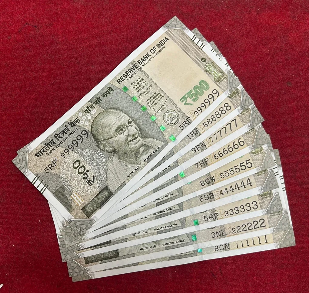 Rs 500 India Banknote 19 Note Solid Fancy Number Set 111111 to 1000000 Gem Unc Unique and Rare