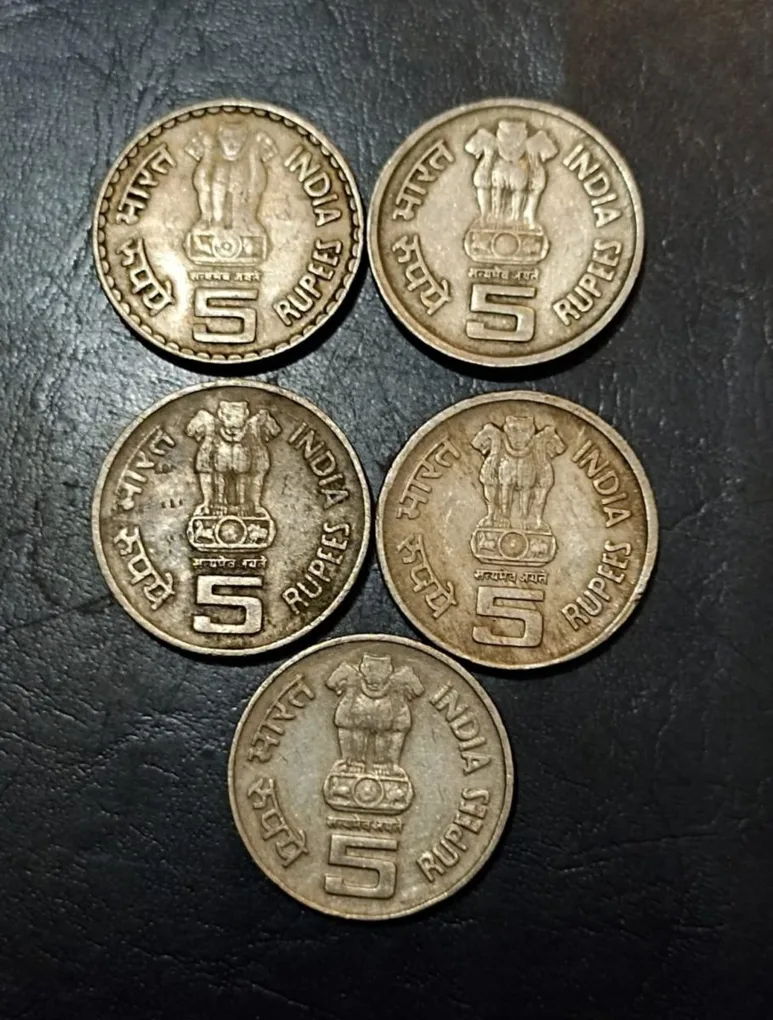 Republic India Denominaton 5₹ Metal copper nickel 5 different variety Dadabhai nauroji Agriculture organisation World of work Mahaveer 2600th Janan Kalyanam Anniversary of United Nation