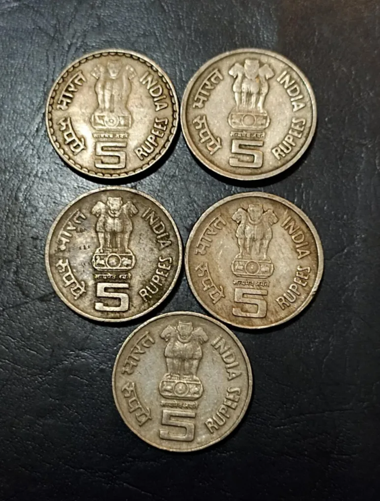 Republic India Denominaton 5₹ Metal copper nickel 5 different variety Dadabhai nauroji Agriculture organisation World of work Mahaveer 2600th Janan Kalyanam Anniversary of United Nation Same and similar set are available