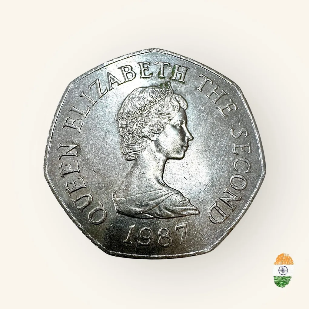 United Kingdom 50 Pence Issue Queen Elizabeth Very Unique and Rare