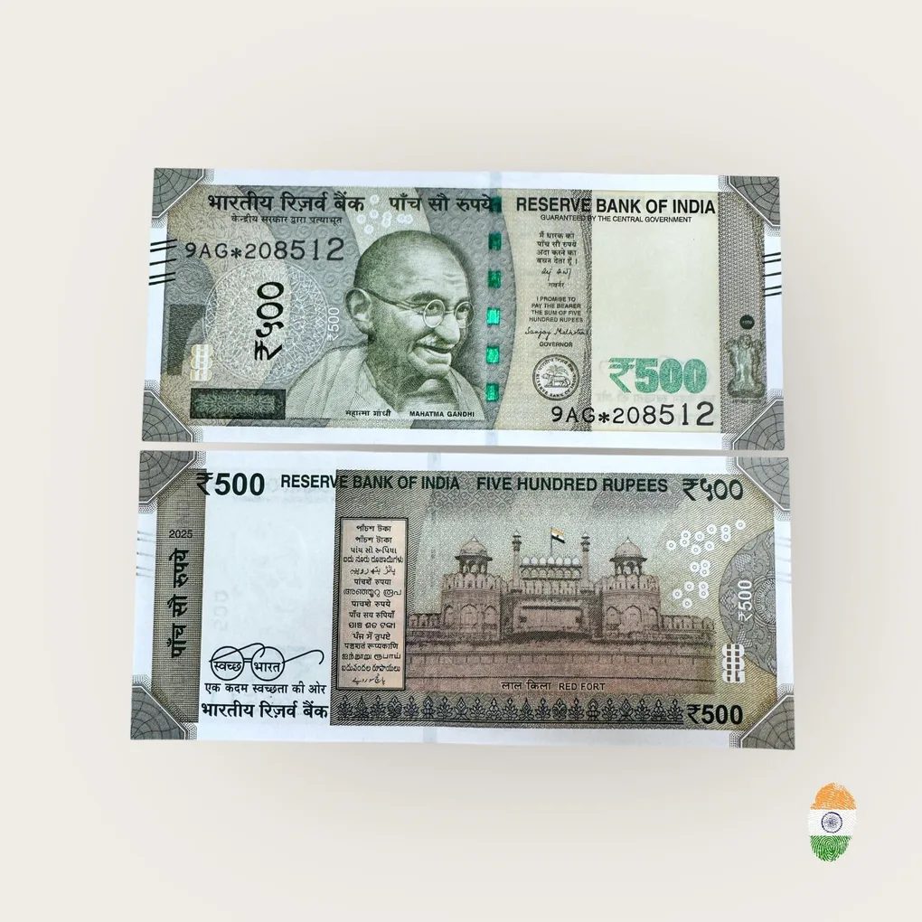IS 189 Rs 500 India Banknote Star Replacement Latest Issue 9AG Inset Plain 2025 Signed By Sanjay Malhotra