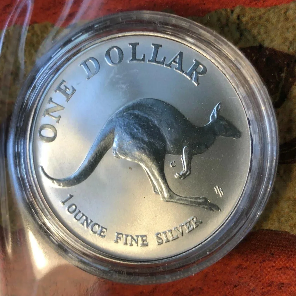 1993c RAM Australian Silver Kangaroo $1 1oz ounce Fine Silver Coin Sydney Show