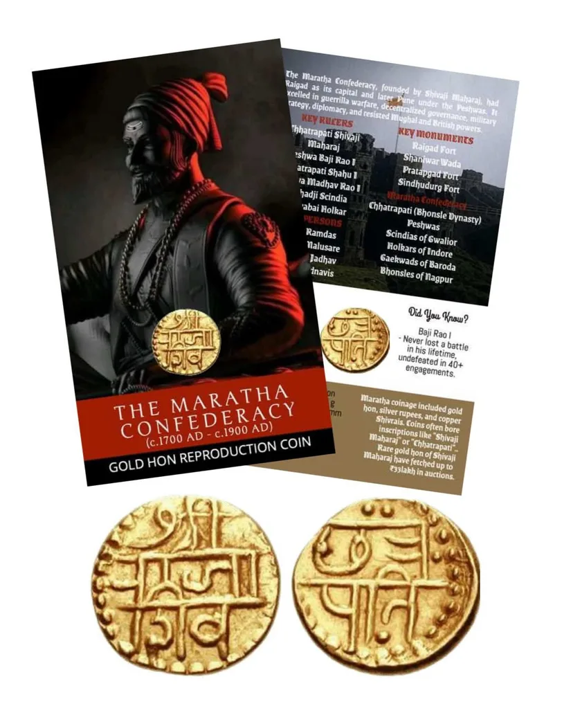 The Maratha Confederacy – Gold HON Reproduction Coin With Beautiful folder
