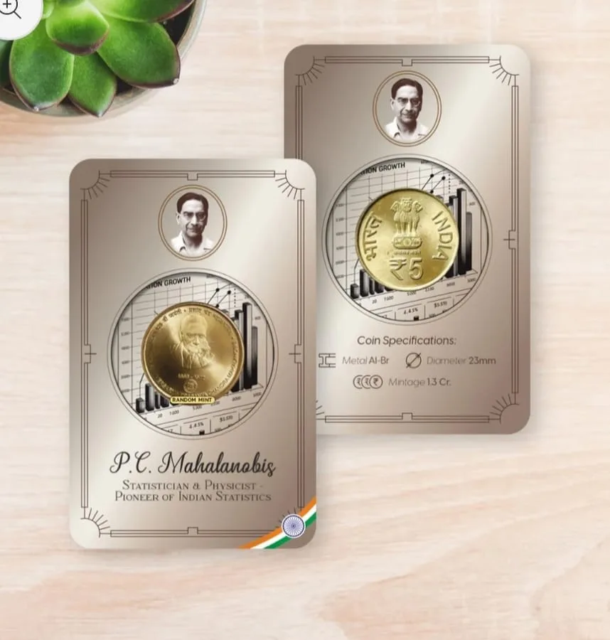 Rs.5 P.C.Mahalanobis Commemorative Coin Card - Special Edition