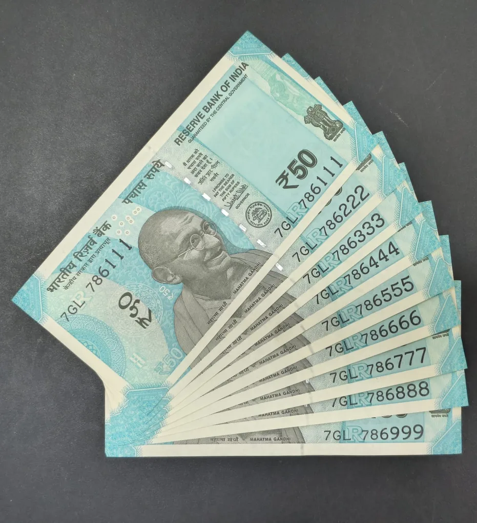 786111 - 786999 Fancy Number 50 Rupees GEM UNC Same Prefix Rare ( 9 Note Set)