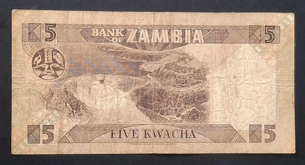 Zambia 5 Kwacha lowest price rare note # b-2