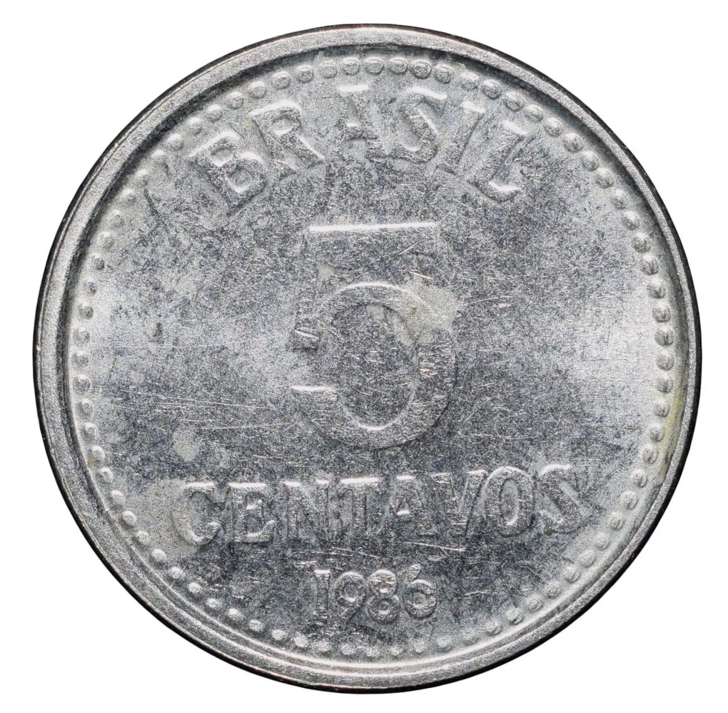 Steel 5 Centavos of Brasil (AD 1986) with State emblem