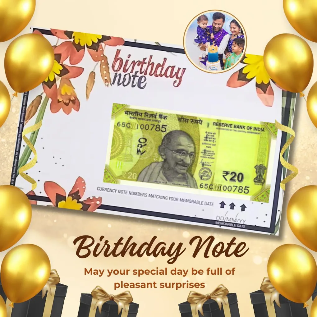 Rs 20 Birthday Note Choose your Date of Birth and it will be Delivered to you ddmmyy