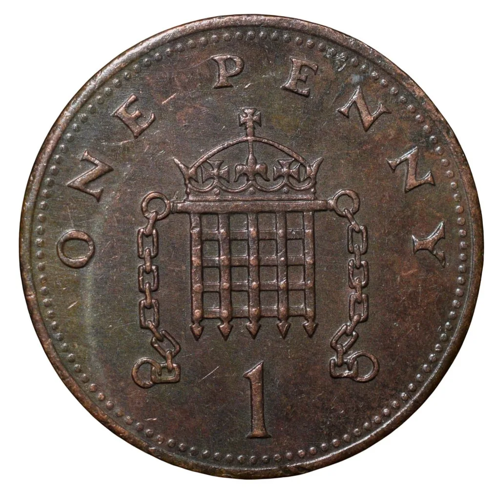 Bronze 1 Penny of Elizabeth II (AD 1990) from United Kingdom