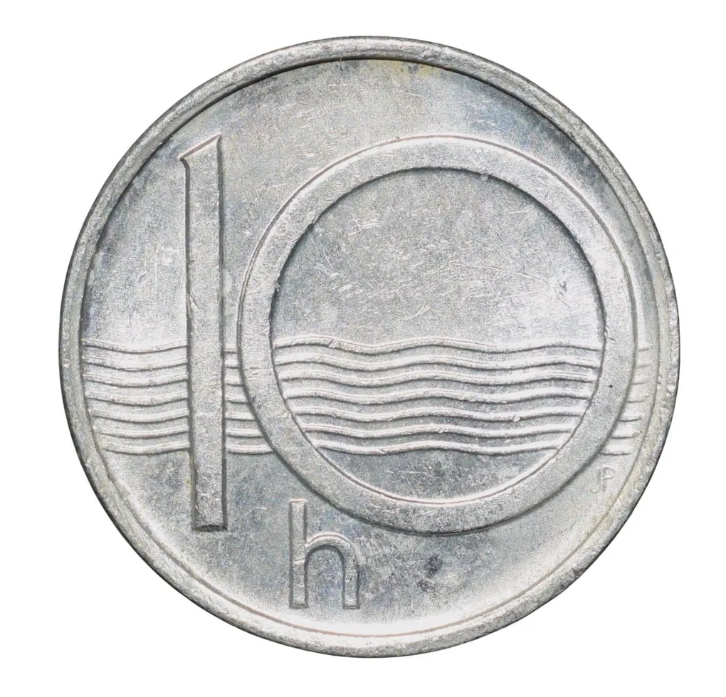 Aluminium 10 Heller of Czech Repulic (AD 1997) with Czech lion UNC Grade