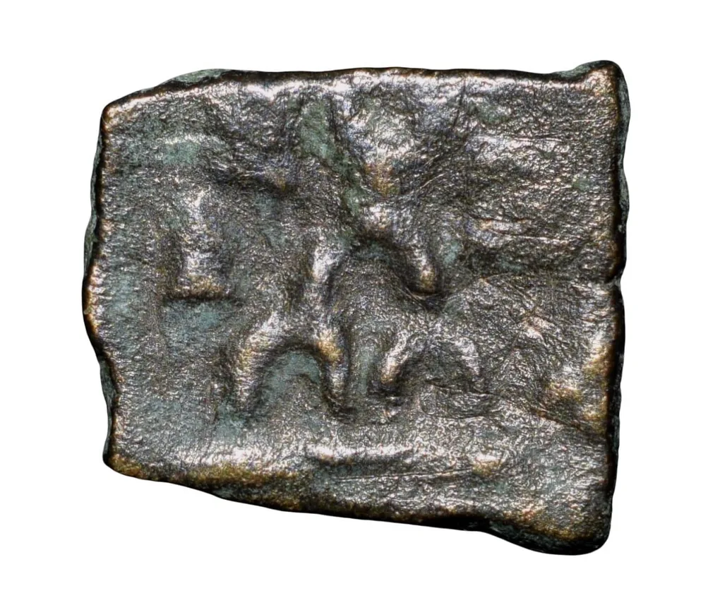 Copper Coin of Maharathi's of Talahata (2nd - 1st Cen. BC) with 3-Arched Hill-Triangular Headed/Tree in Railing