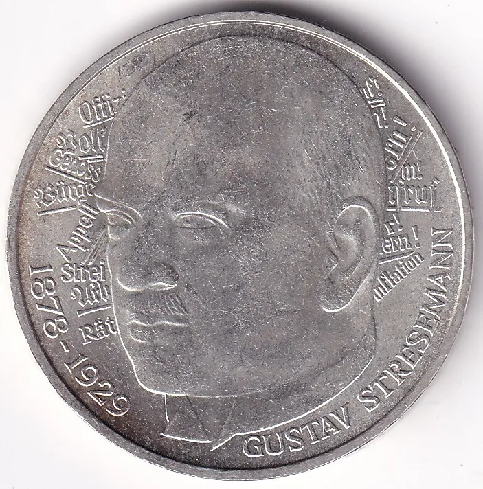 5 Mark 1978 Gustav Stresemann Germany Silver Unc Coin