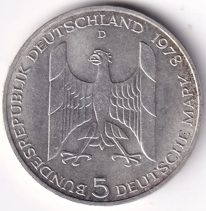 5 Mark 1978 Gustav Stresemann Germany Silver Unc Coin