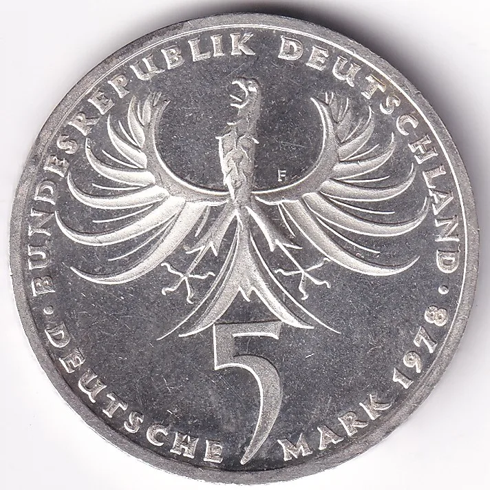 5 Mark 1978 Balthasar Neumann Germany Silver Unc Coin