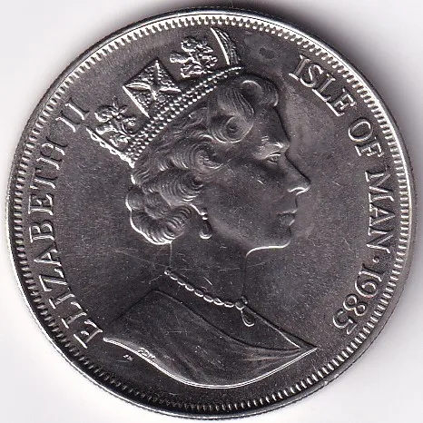 Isle of man 1 Crown 1985 Queen Elizabeth II Copper Nickel 38.5 mm Unc Coin