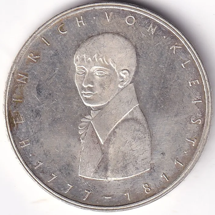 5 Mark 1977 Heinrich von Kleist Germany Silver Unc Coin