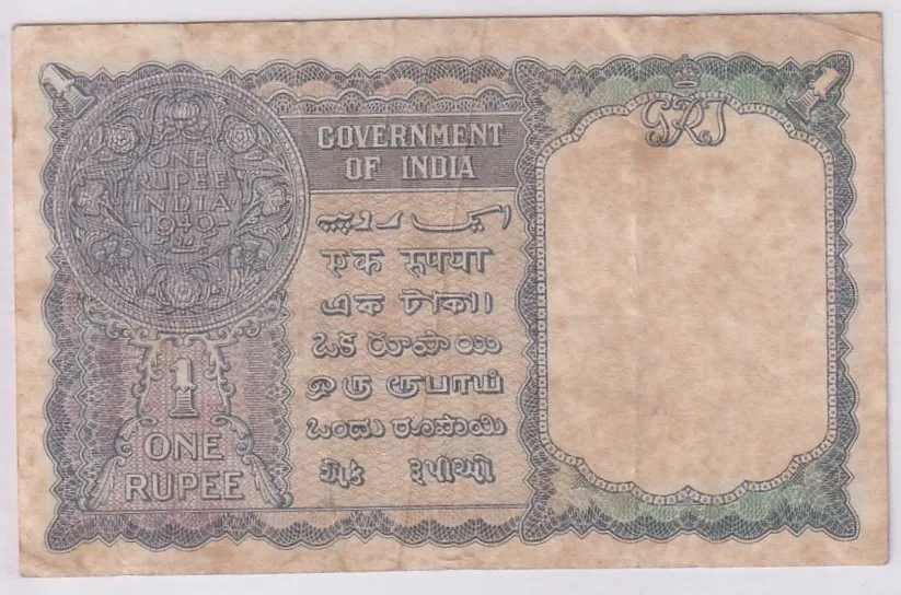 British India Burma Overprint 1 Rupee 1940 CE Jones Signature Very Fine Note #6