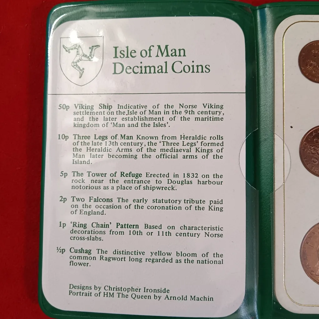 ISLE Of Man Decimal Coins 1974 Year Dairy British Coin Set
