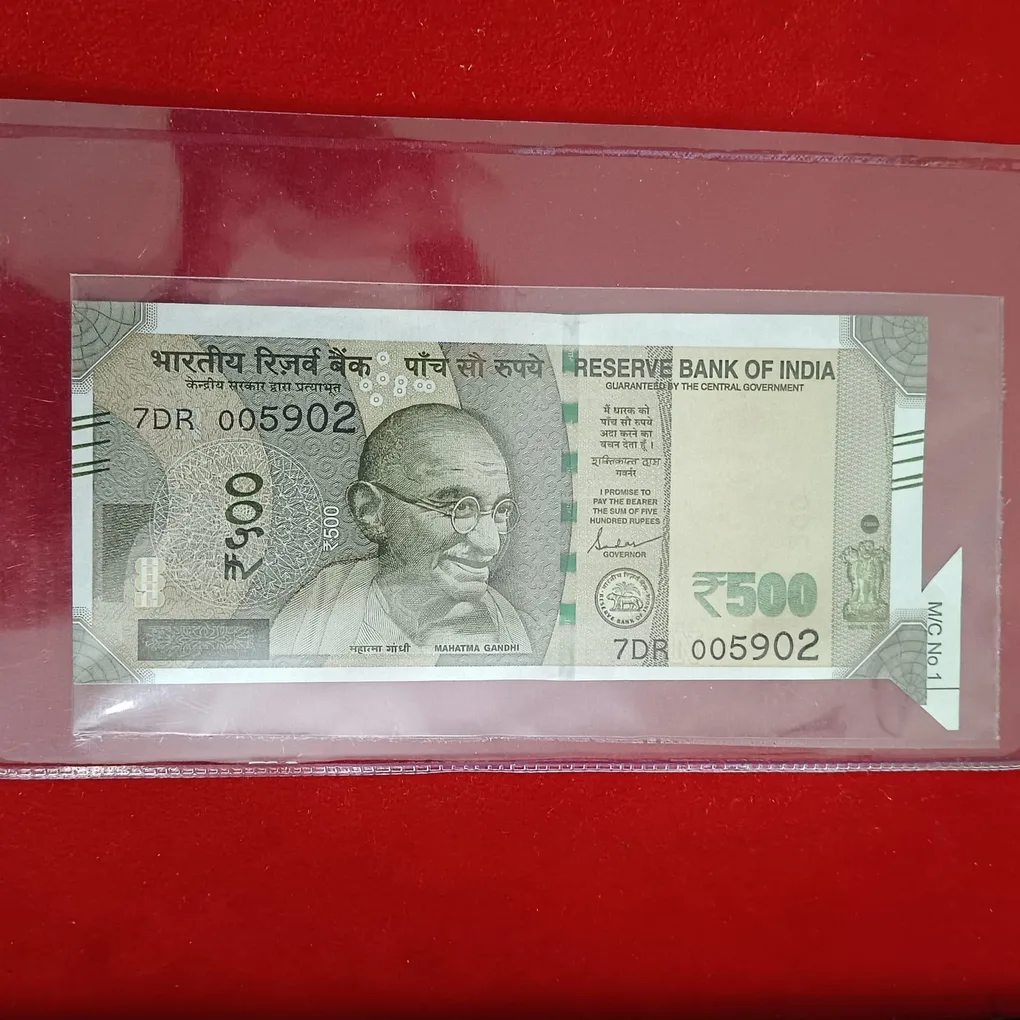 500 Rs Rare Extra Paper Error Note 7DR Prefix 00 2021 Year Gem Unc Condition RBI Error Note 005902