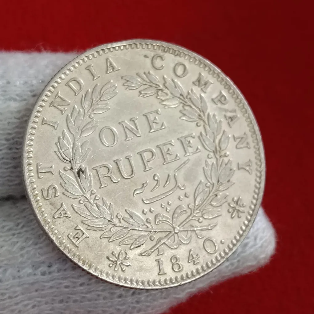 Victoria Queen One Ruppe Continuous Legend Silver Coin 1840 Year Calcutta Mint Scare Coin Good Condition British of India