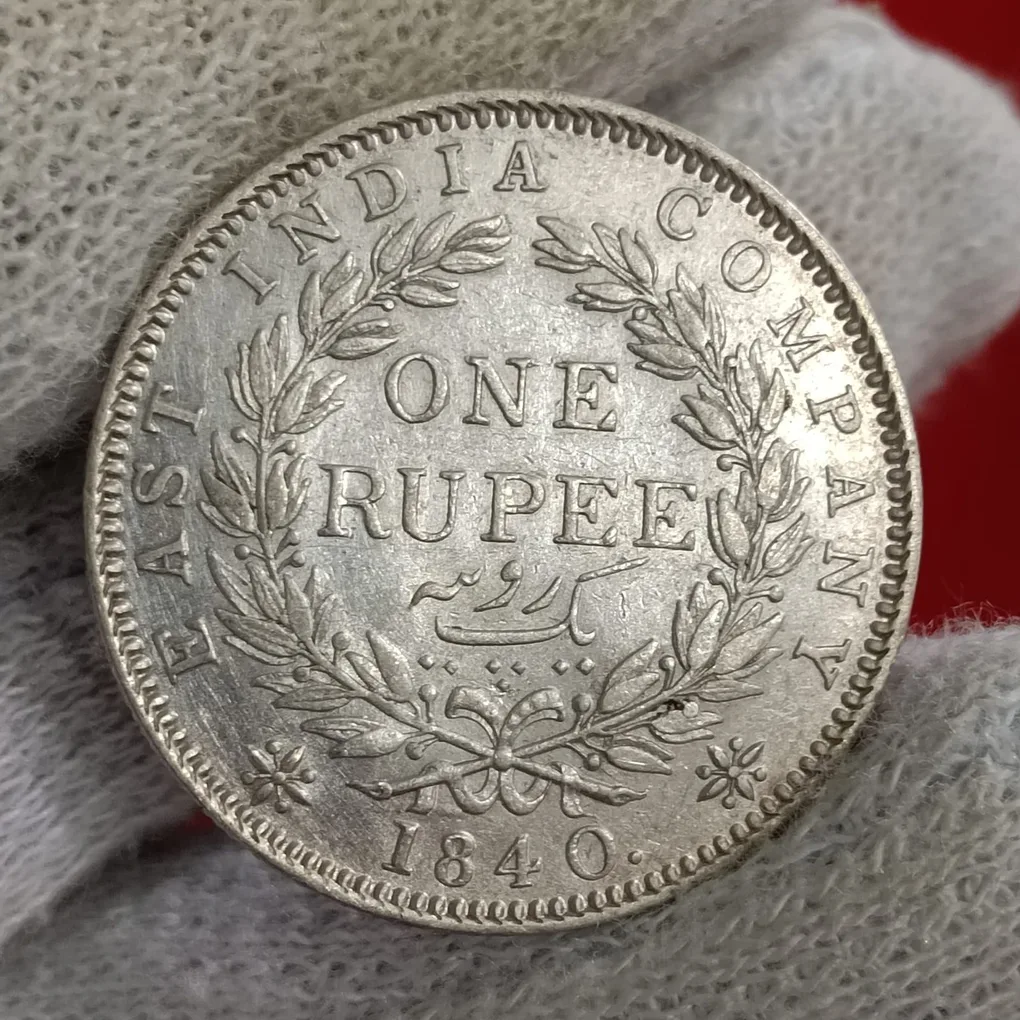 Victoria Queen One Ruppe Continuous Legend Silver Coin 1840 Year Bombay Mint Scare Coin Good Condition British of India 02