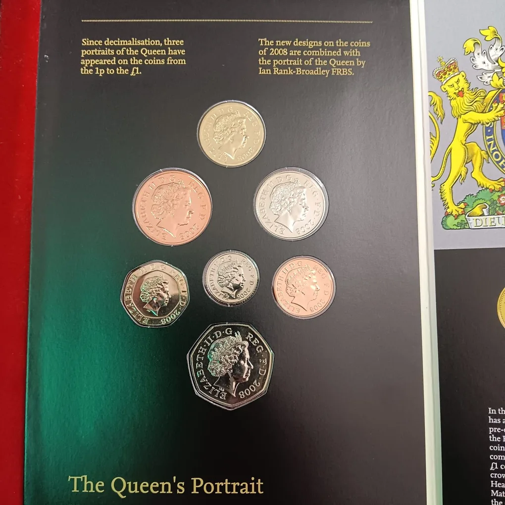 United Kingdom Royal Shield of Arms Brilliant Uncirculated Proof Coins Set 2008 Year Issue By The Royal Mint United Kingdom