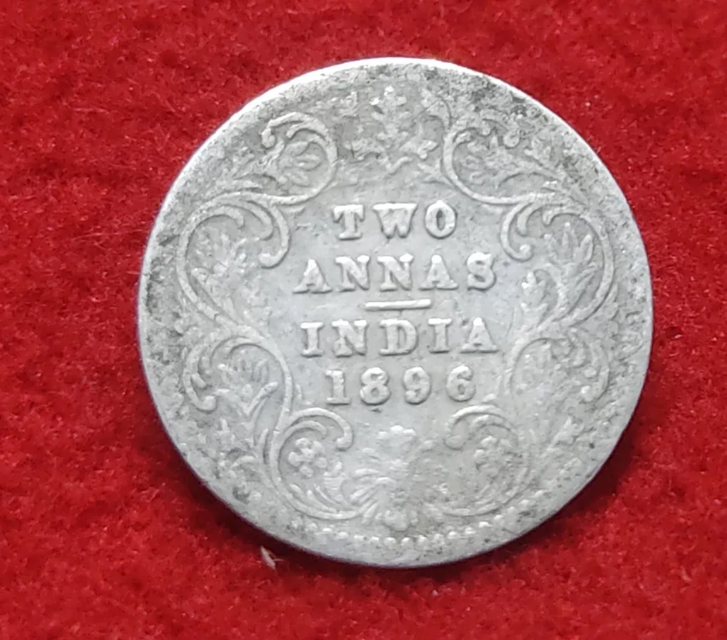 Two Anna Victoria Empress 1896 Calcutta Mint