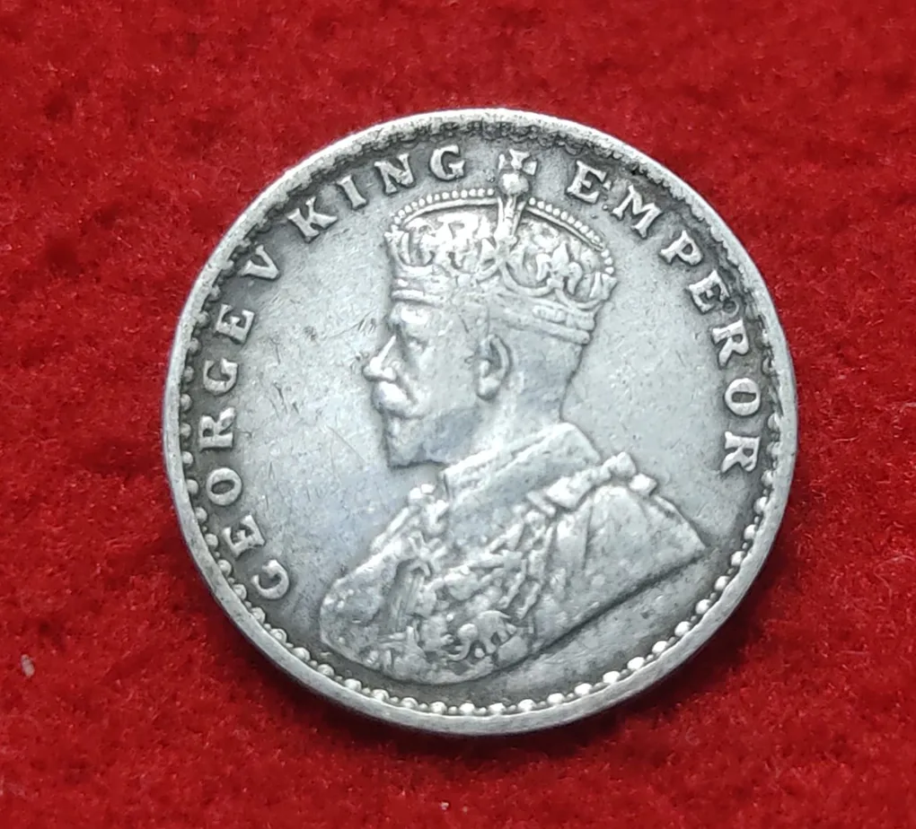 Two Anna Silver George V 1916 Calcutta Mint