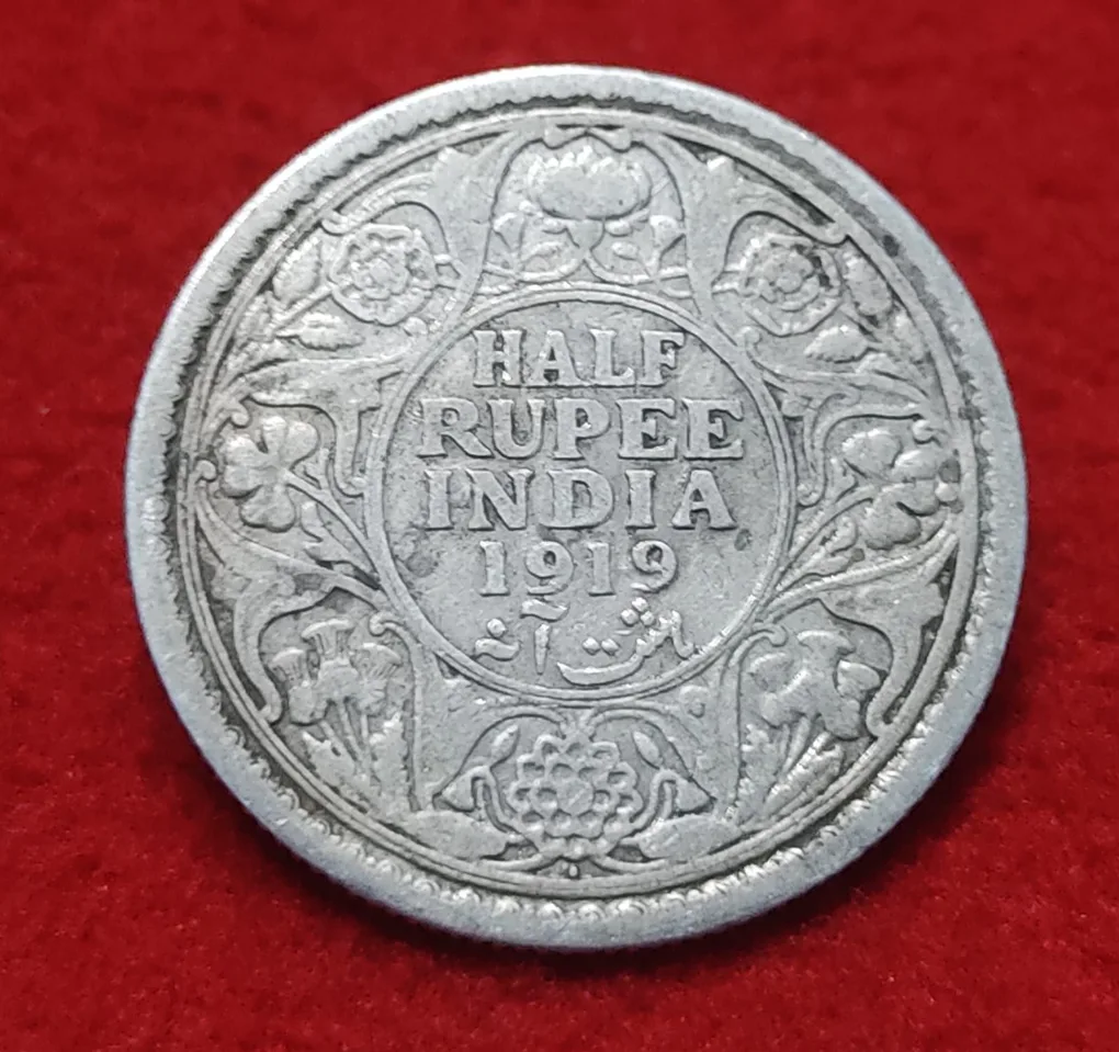 Half Rupee Silver George V 1919 Bombay Mint
