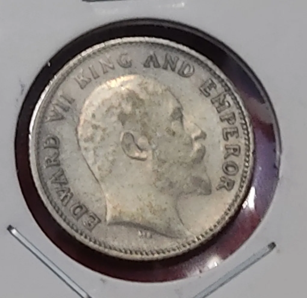 1/4 Rupee Edward VII 1905 Calcutta Mint Good Condition