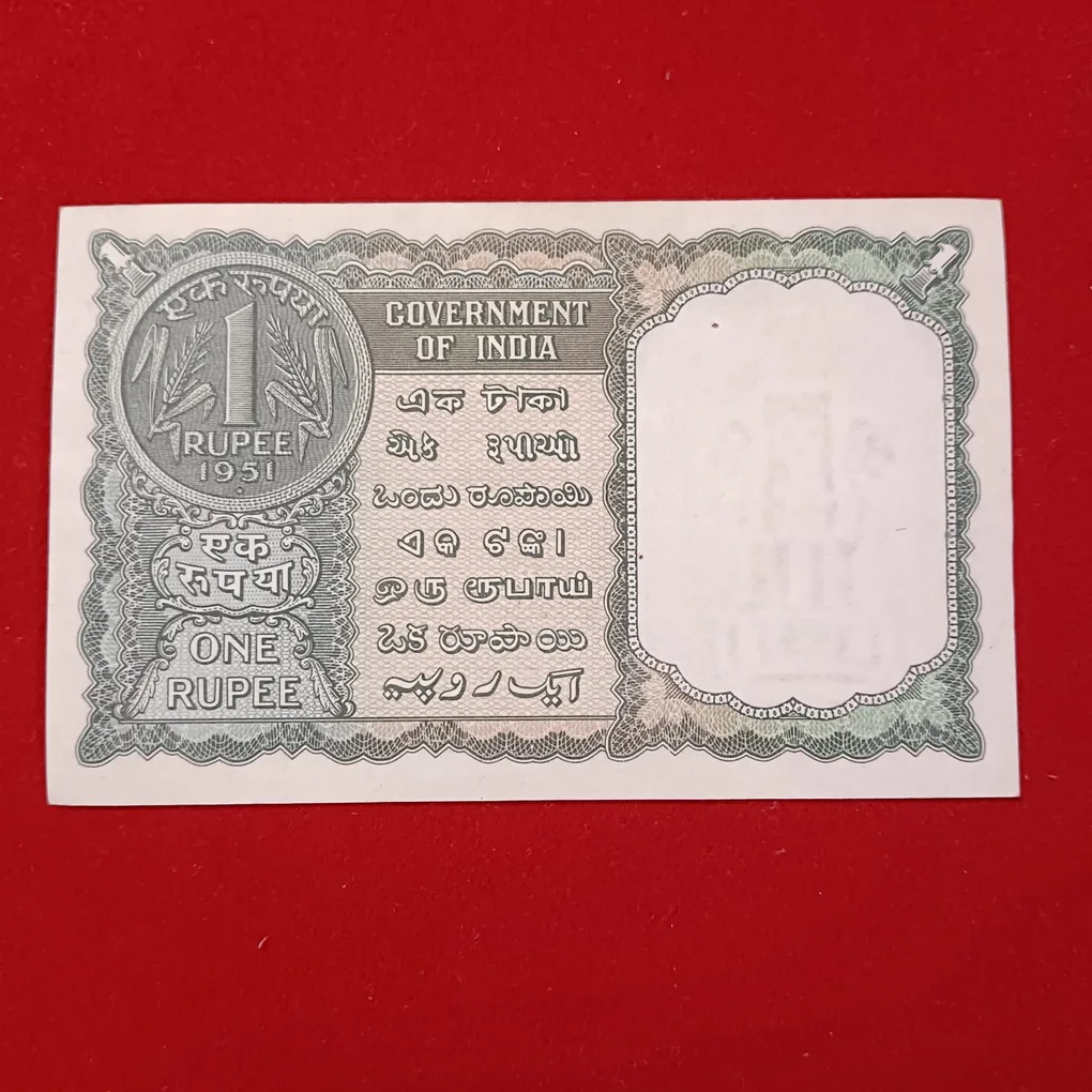 Extremely Rare One Rs Note A3 Issue Finance Secretary KG Ambegaonkar 1951 Year Note Unc Condition A15