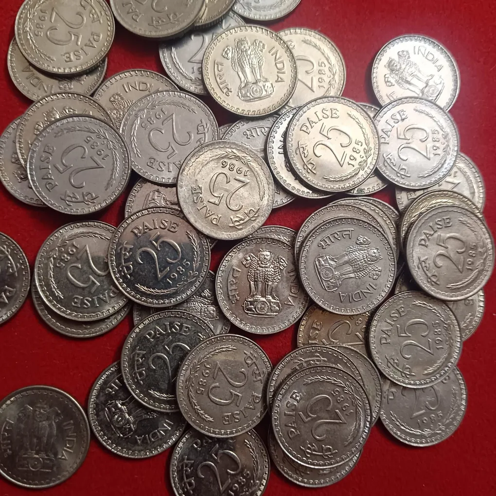 25 Paise Copper Nickel Coins 50 Pcs Given Gem Unc Condition