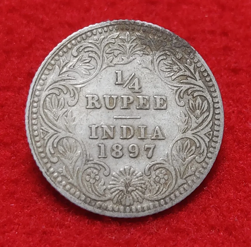 1/4 Rupee Victoria Empress 1897 Calcutta Mint