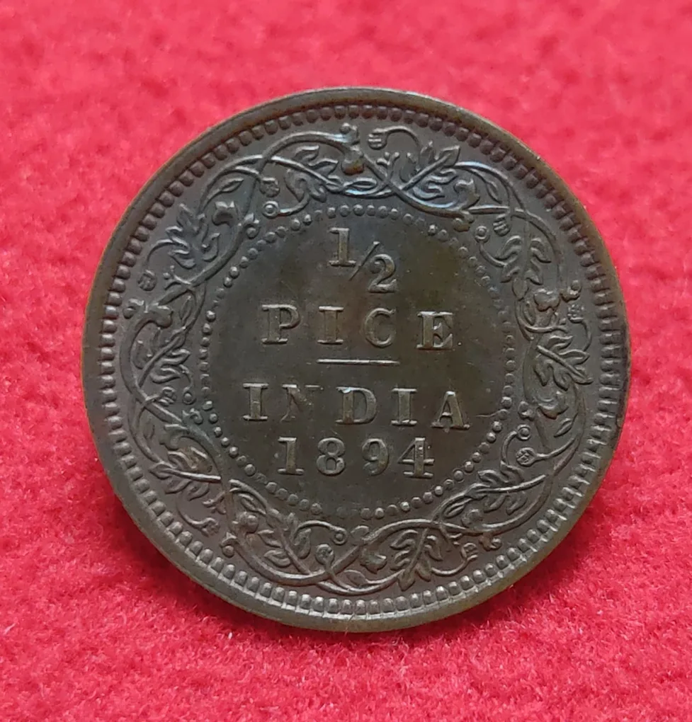 1/2 Pice Victoria Empress 1894 Calcutta Mint Beautiful Condition