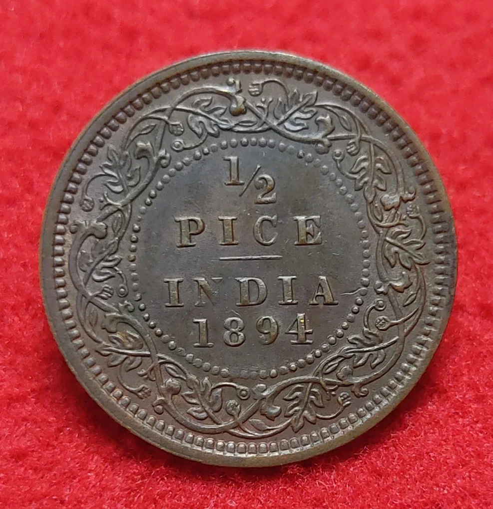 1/2 Pice Victoria Empress 1894 Calcutta Mint Beautiful Condition