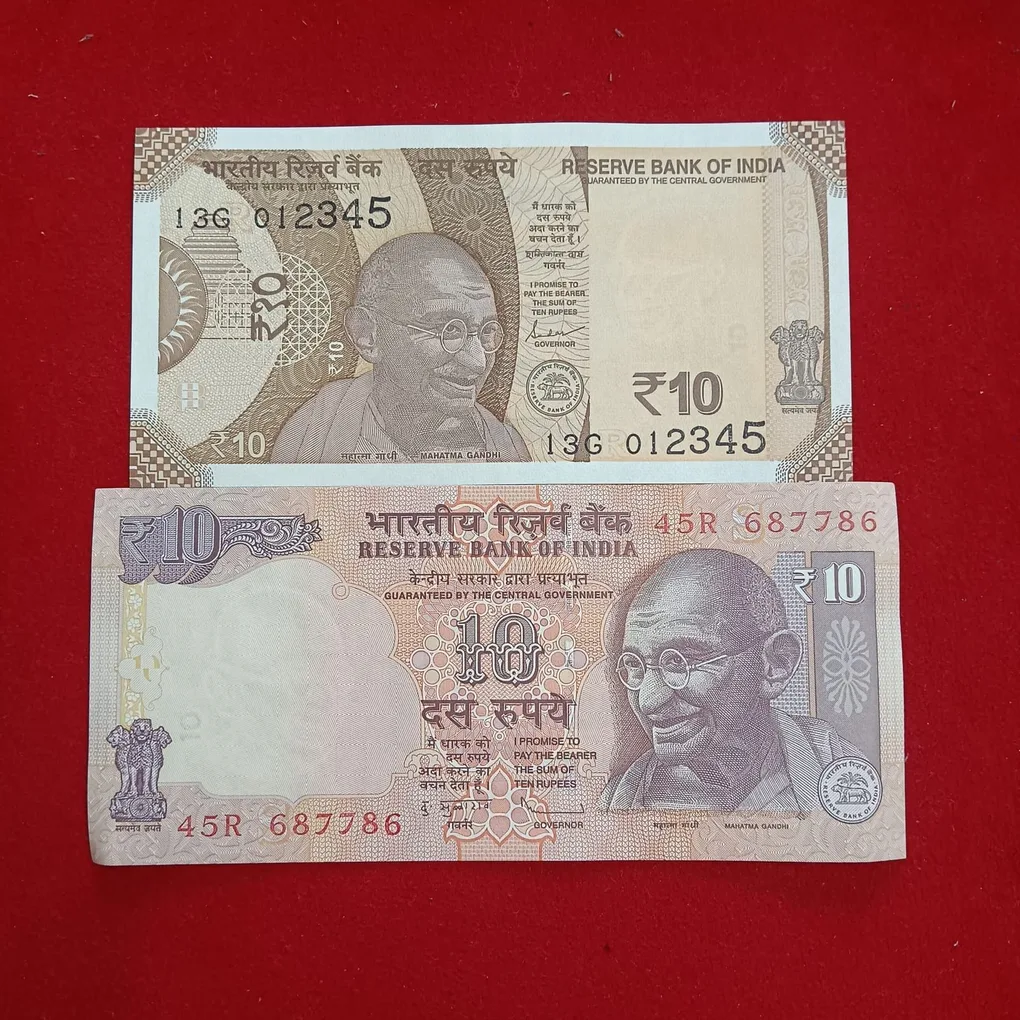 Ten Rs Rare Fancy Number Notes 012345 or 687786 2 Pcs Given Gem Unc Condition sku 04