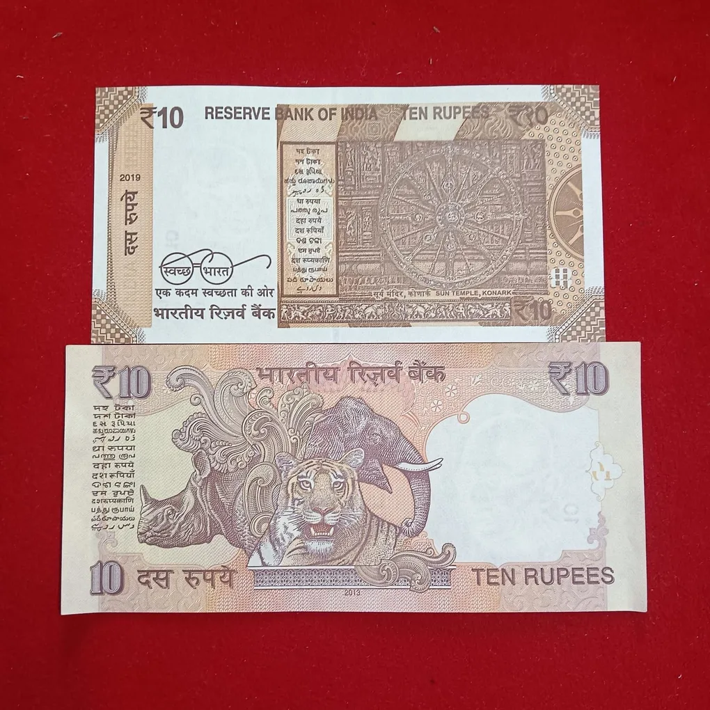 Ten Rs Rare Fancy Number Notes 012345 or 687786 2 Pcs Given Gem Unc Condition sku 04