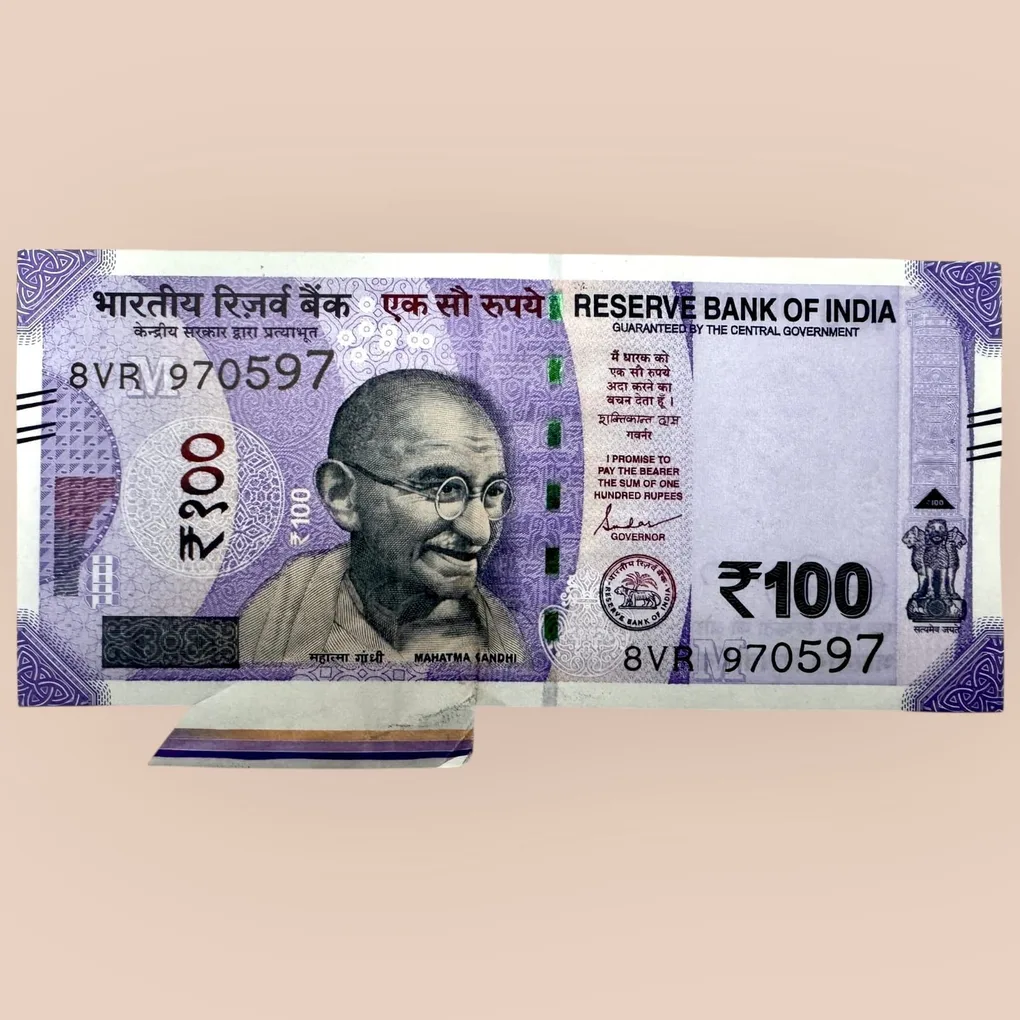 Rs 100 India Banknote Butterfly Extra Paper Error Unique and Rare