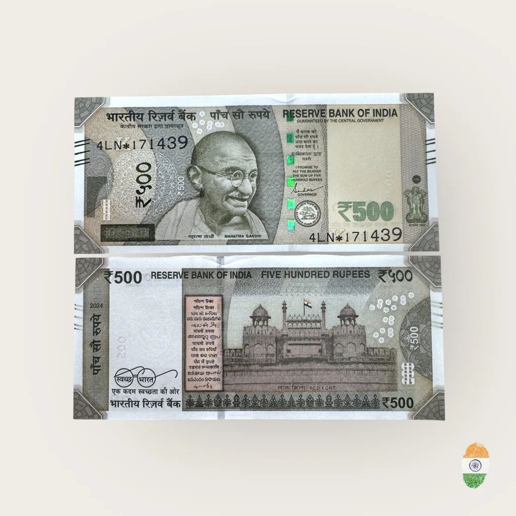 IS 175 Rs 500 India Banknote Star Replacement Latest Issue 4LN Inset K 2024 Signed By Shakti kant Das