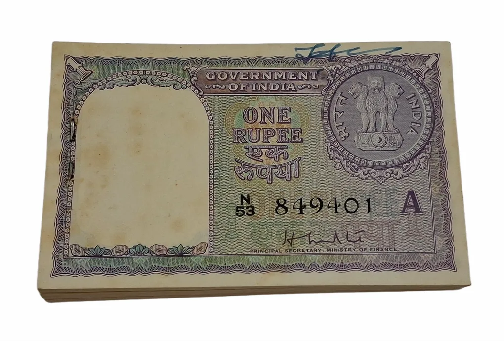 One Rupee Old Big Coin Issue Year 1957 Sign H.M Patel Serially 100 Notes Complete Bundle **V. Rare** High Collectable Grade.
